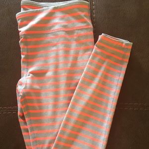 Striped gray & pink Under Armour leggings